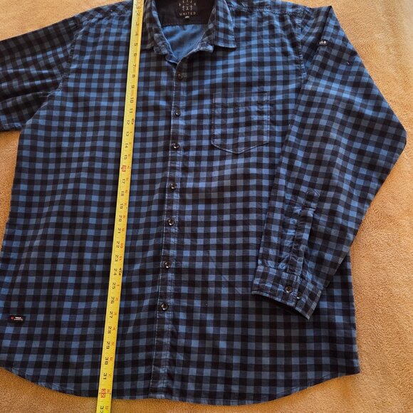 Twills United Button Up L/S Shirt Mens 4XL Blue Black Check Cotton India Made - Picture 10 of 10